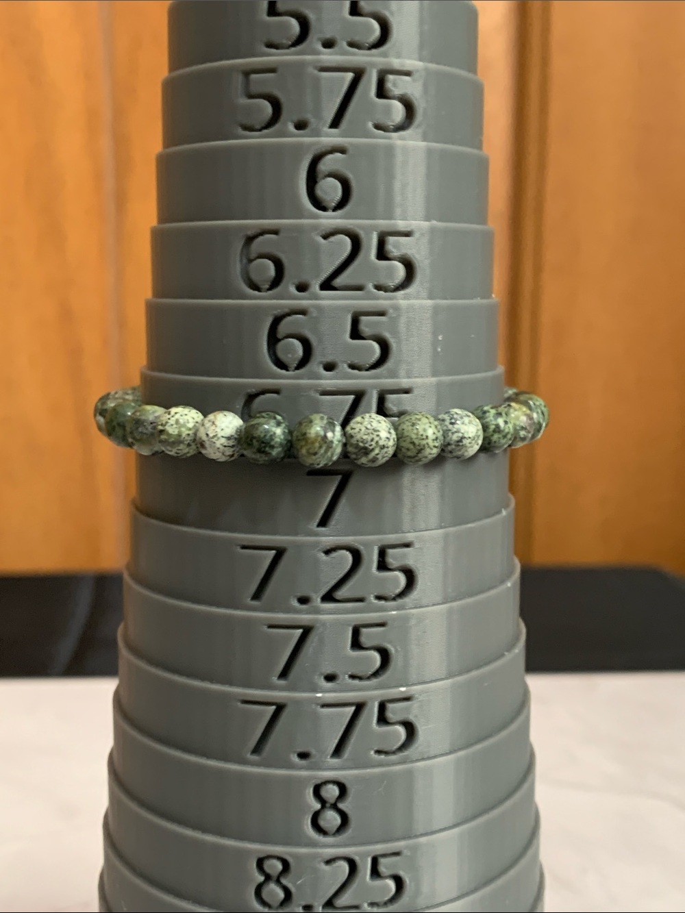 NWT Handmade matte green zebra jasper bead stretch bracelet - Picture 5 of 5
